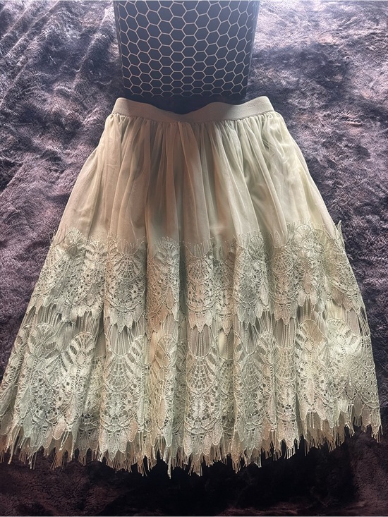 Cato Dresses & Skirts - Cato Sage Green Lace A-Line Midi Skirt